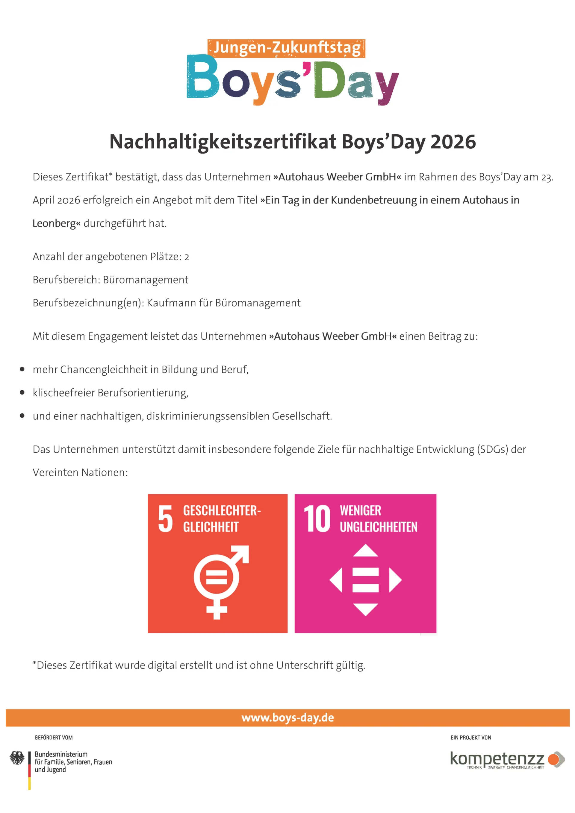 Nachhaltigkeitszertifikat Bild